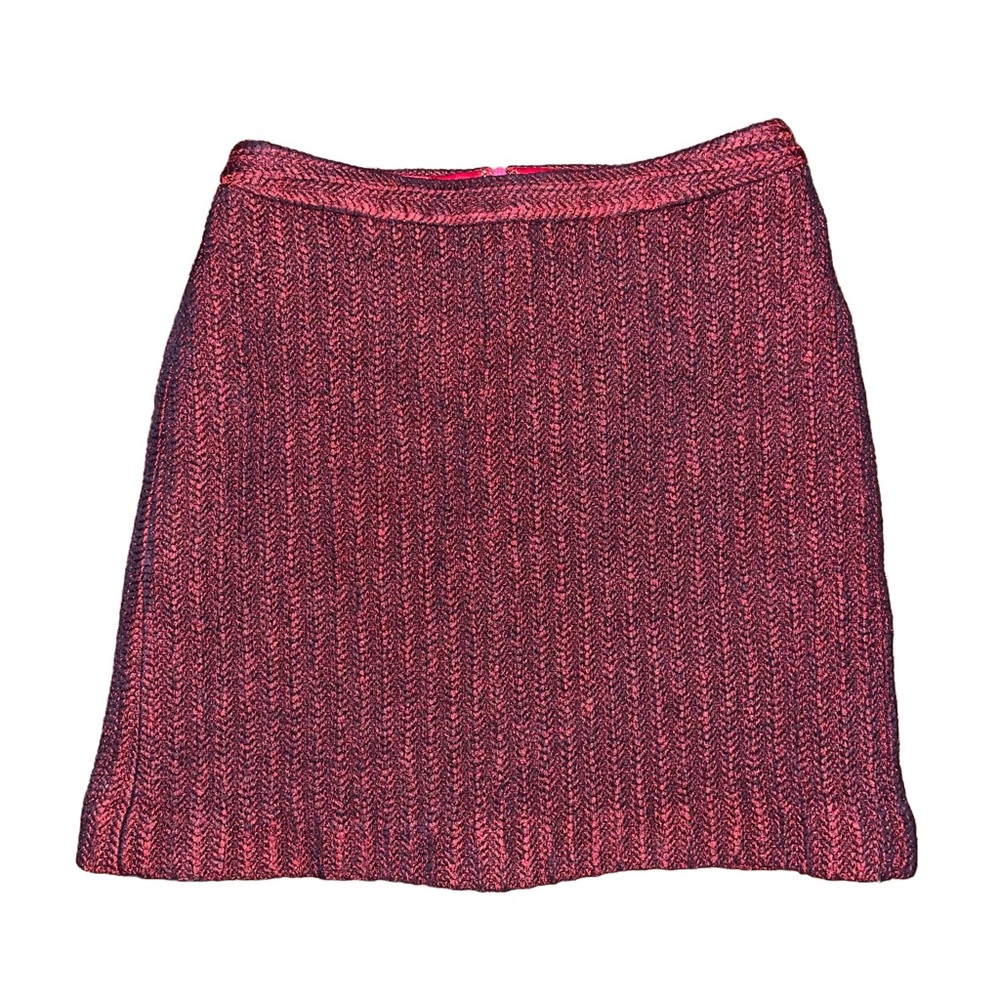 Vintage 1990s Luca Luca Red Wool Skirt Quiet Luxury Minimalist Holiday Career